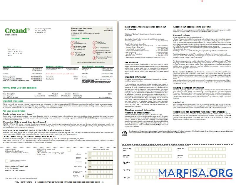 Realistic Andorra Creand Credit Andorra bank mortgage statement scr example